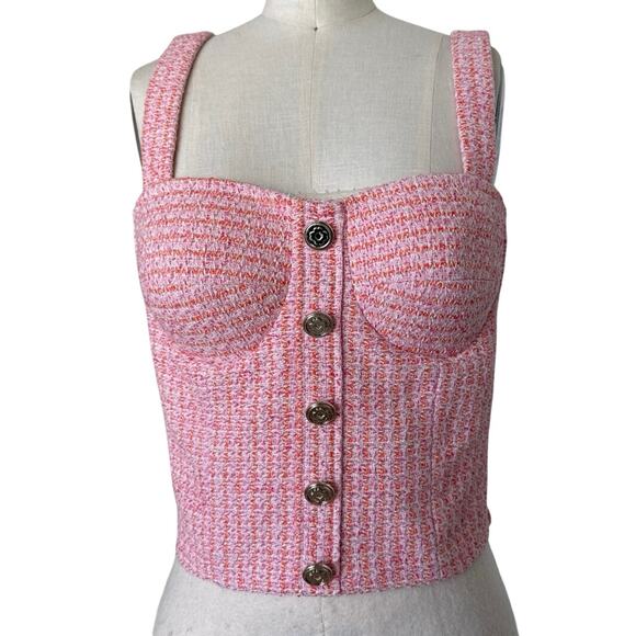 Maje Tweed Pink Top Size 2/M/38 - Picture 1 of 5